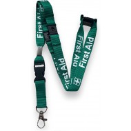 15mm Green First Aid Lanyard with 3 Point (Triple) Safety Breakaway & Detachable Buckle Clip
