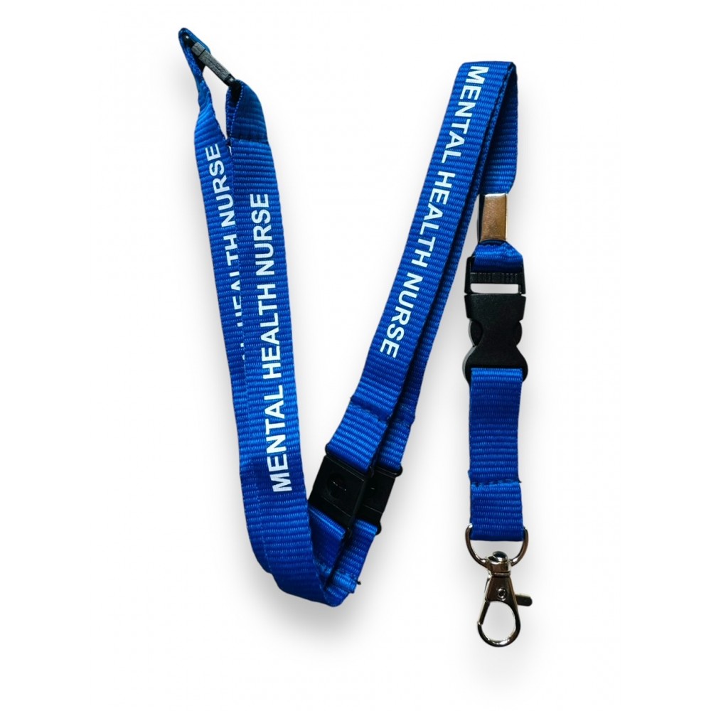Mental Health Nurse Lanyard With 3 Point Safety Breakaway , Blue