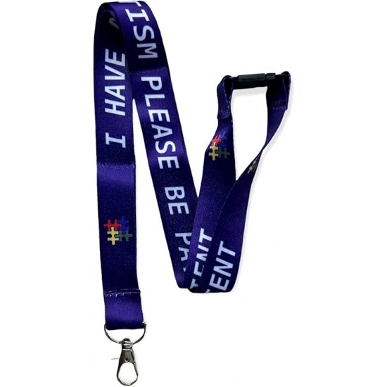 Autism Awareness - Please Be Patient Neck Lanyard , Purple