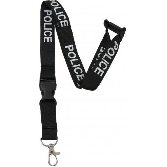 Black Police Lanyard With Detachable Buckle Clip 