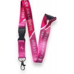 Breast Cancer Awareness Lanyard With Safety Break & Detachable Clip