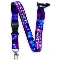 Alzheimer's/Dementia Forget Me Not Flower Lanyard - I Have Alzheimer's - Please Be Patient with Me