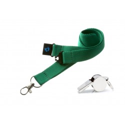 Green Hi Quality 20mm Lanyard with Metal Whistle