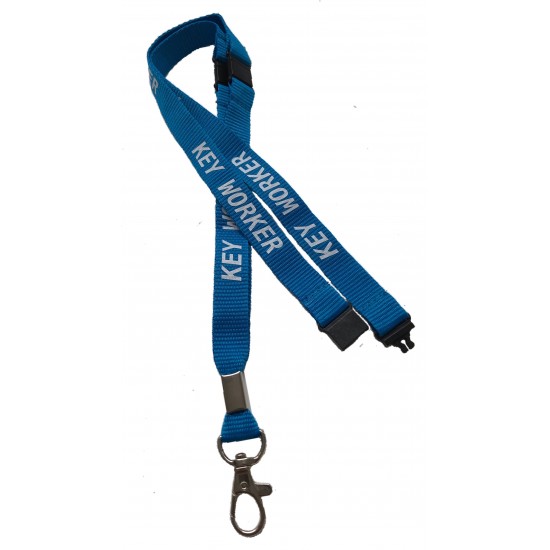 Key Worker Lanyard With 3 Point Breakaway , Blue