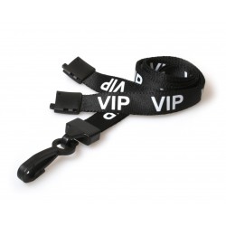 VIP Black lanyard 15mm with safety Breakaway