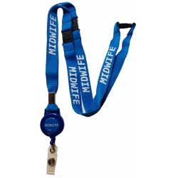 Midwife Lanyard With Integrated Badge Reel , Blue
