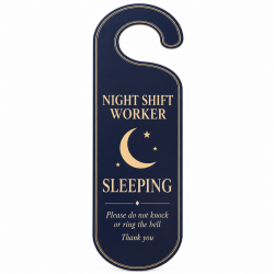 Night Shift Worker Sleeping Door Hanger Sign Do Not Knock Or Ring The Bell , 24cm x 8cm