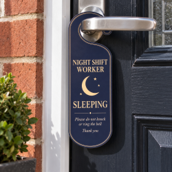 Night Shift Worker Sleeping Door Hanger Sign Do Not Knock Or Ring The Bell , 24cm x 8cm