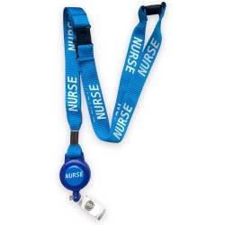 Nurse Lanyard With Integrated Badge Reel & 3 Point Safety Breakaway , Blue