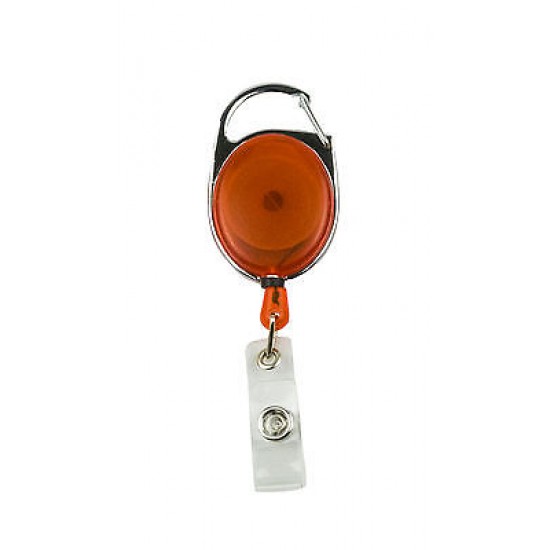 Orange Carabiner Retractable Badge Reel