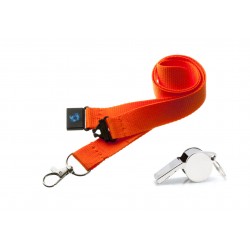 Orange Hi Quality 20mm Lanyard with Metal Whistle