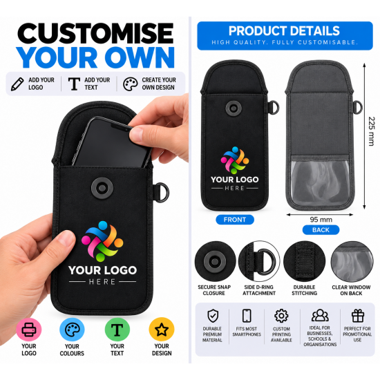 Custom PAC Shield Lockable Multi-Signal Blocking Pouch for Schools, Workplace and Events