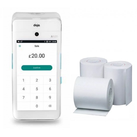 Replacement Receipt Paper for Dojo Pax A920 Device, 20 Rolls