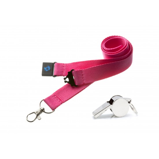 Pink Hi Quality 20mm Lanyard with Metal Whistle