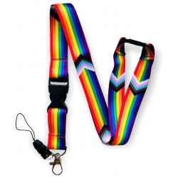 Rainbow LQBTQ Progress Pride Flag Lanyard