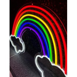 Large Rainbow With Clouds Neon Wall Sign 80 x 40 cm 