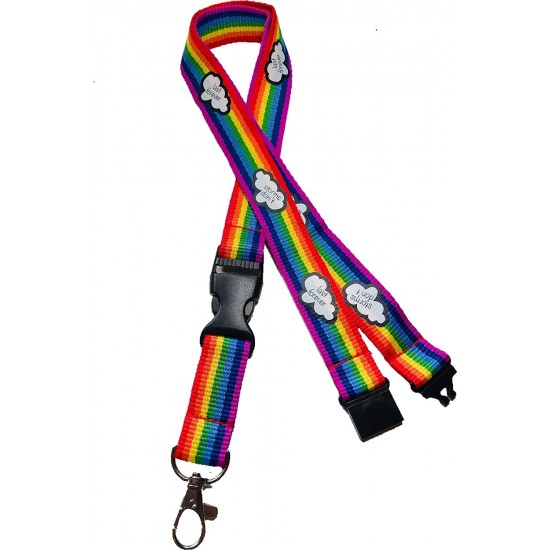 Rainbow Lanyard with Safety Breakaway - Storms Don't Last Forever Print & Detachable Buckle Clip