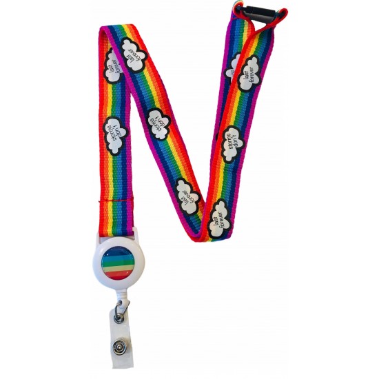 Rainbow Lanyard With Integrated Badge Reel  - Storms Don't Last Forever