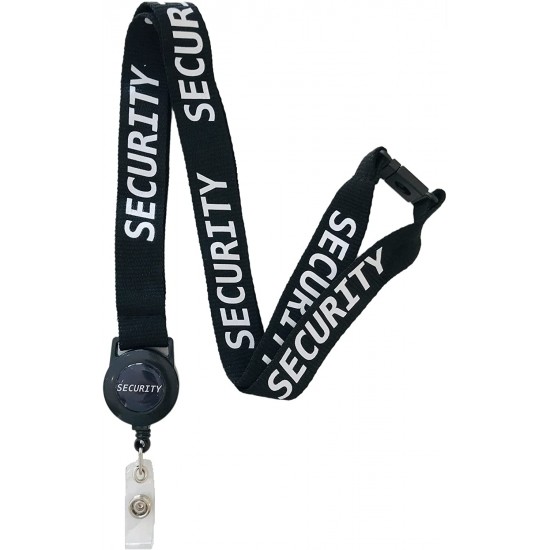 Security Lanyard With Integrated Badge Reel , Black