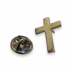 Silver Religious Cross Pin Badge 