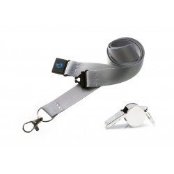 Silver Hi Quality 20mm Lanyard with Metal Whistle