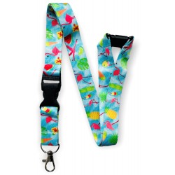 Tropical Flamingo Lanyard With Detachable Buckle Clip