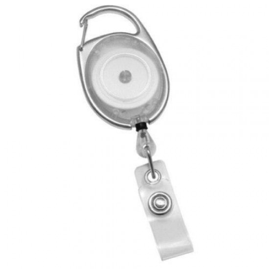 White Carabiner Retractable Badge Reel