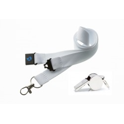 White Hi Quality 20mm Lanyard with Metal Whistle